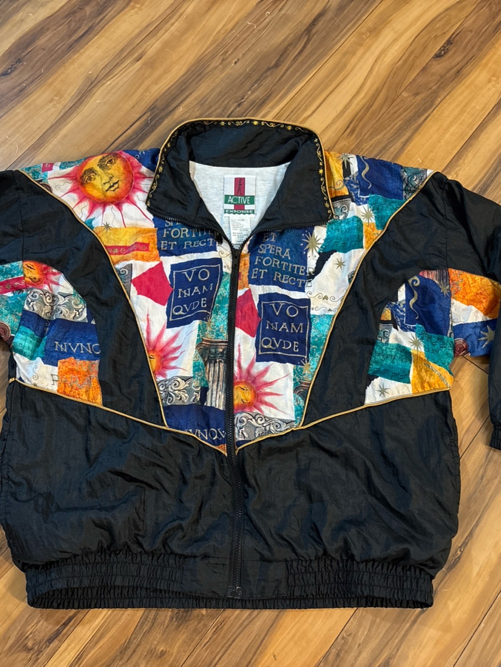 Active InspiredVintage Multicolor Windbreaker Jacket - Black
